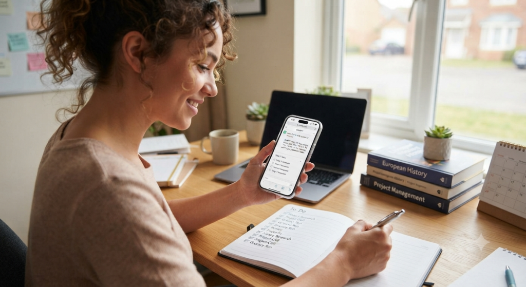 Person using ChatGPT on smartphone for daily tasks