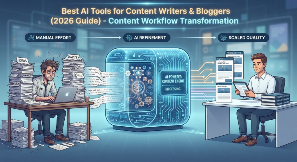 Blogger using AI tools to improve content production