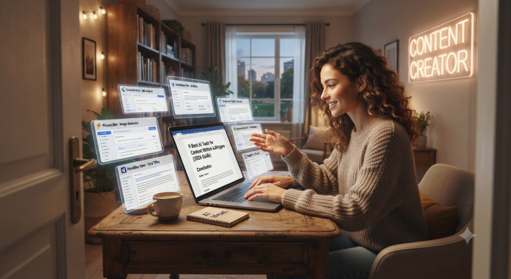 Blogger using AI tools to create content