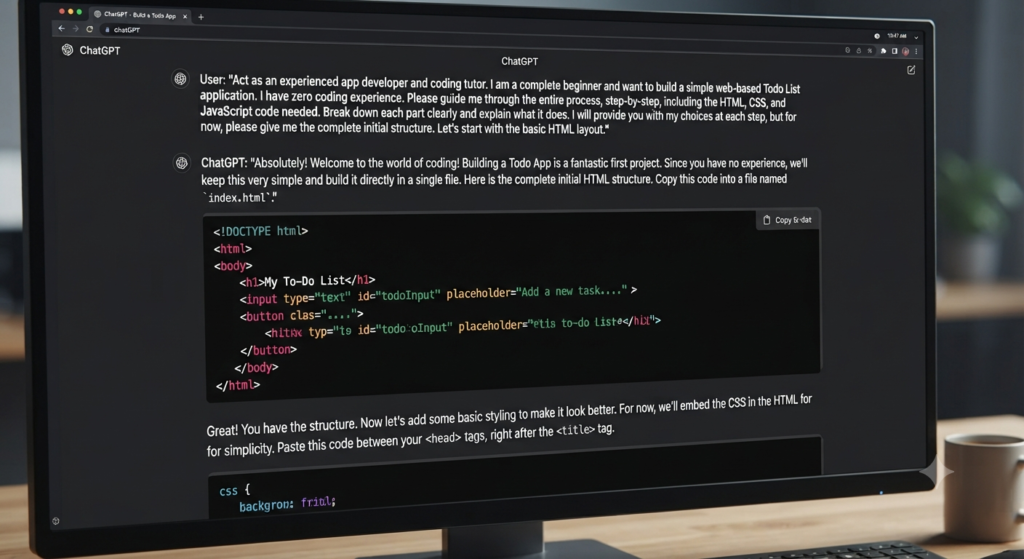 ChatGPT coding prompt example