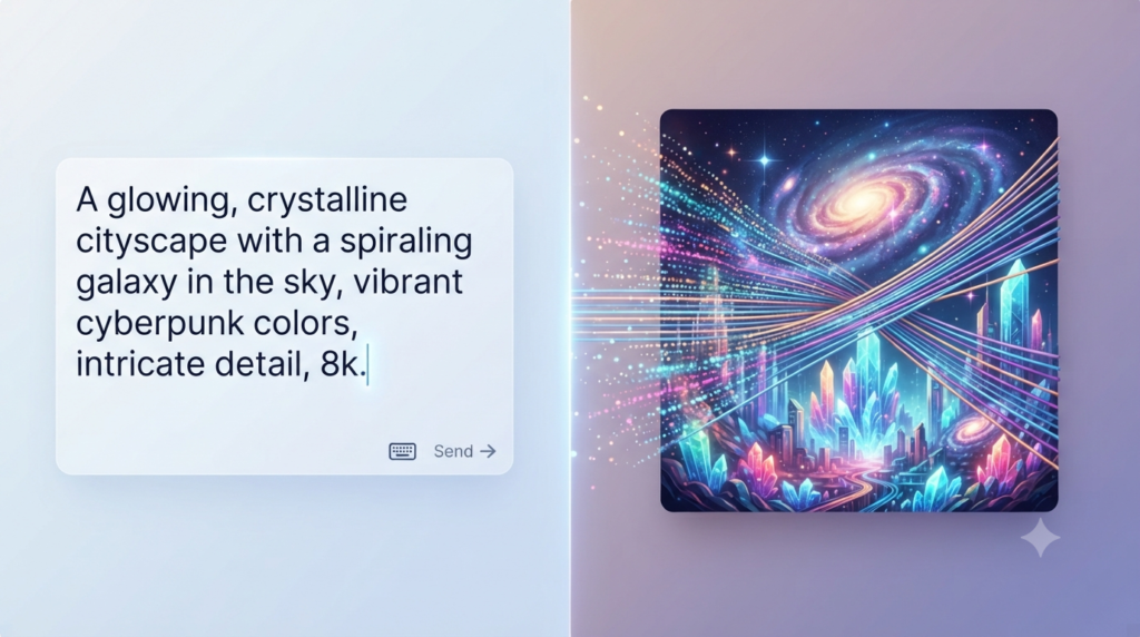 Text-to-image AI generation concept