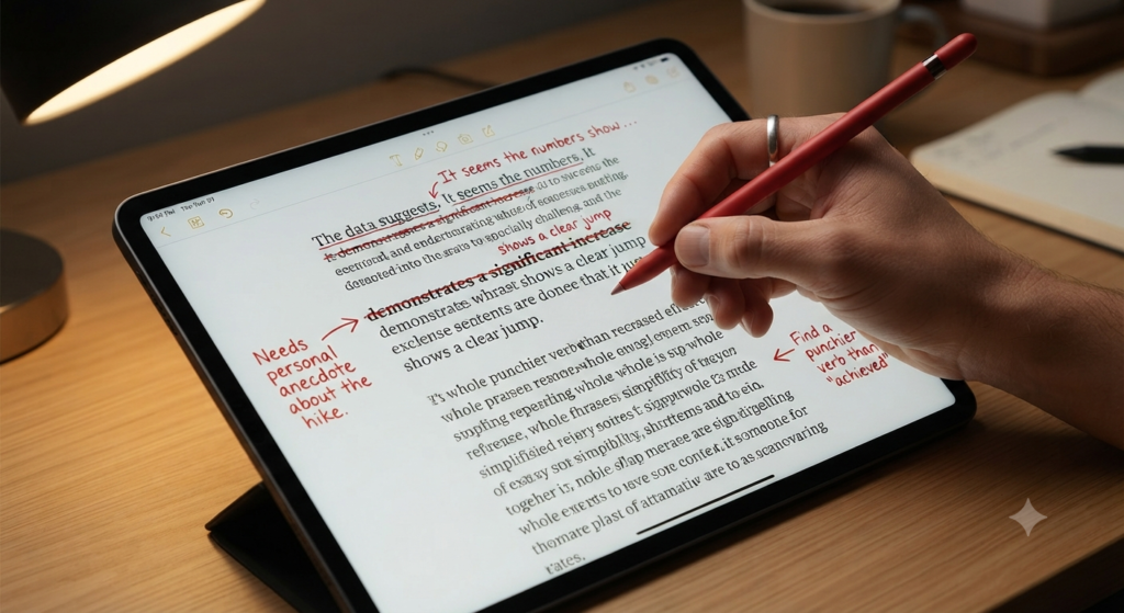 Person editing an AI-generated document