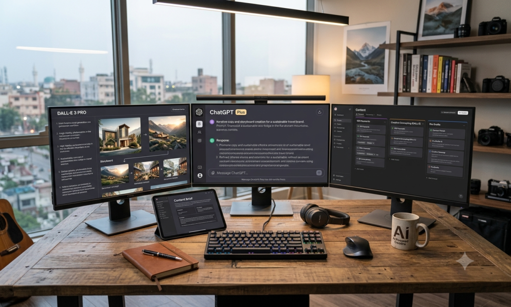Freelancer using ChatGPT Plus for content creation