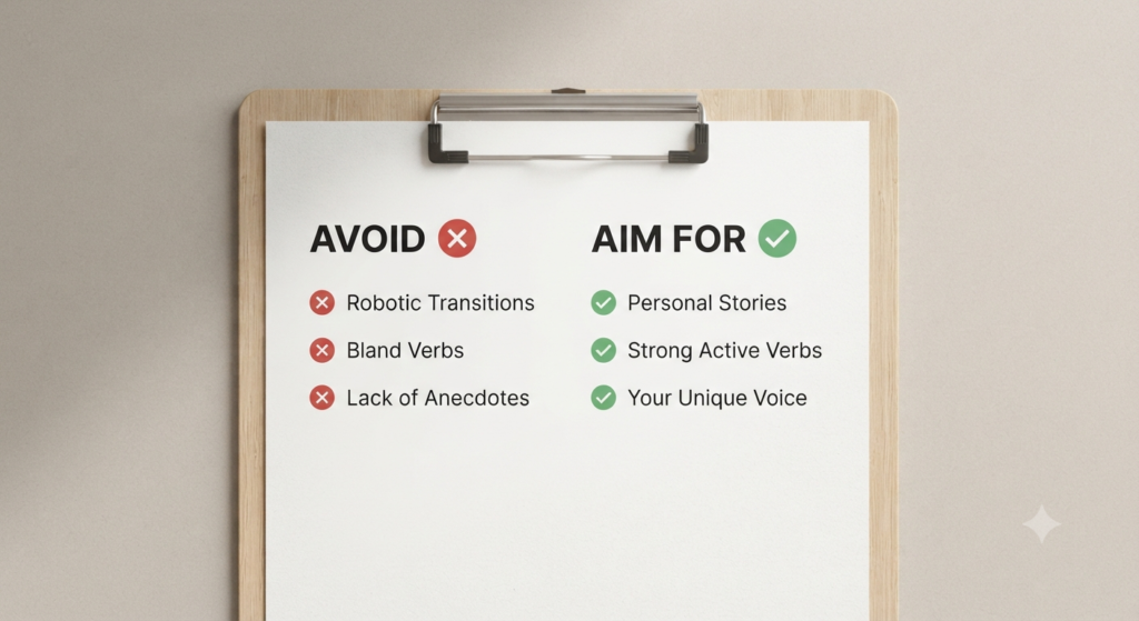 Checklist for avoiding common AI writing mistakes