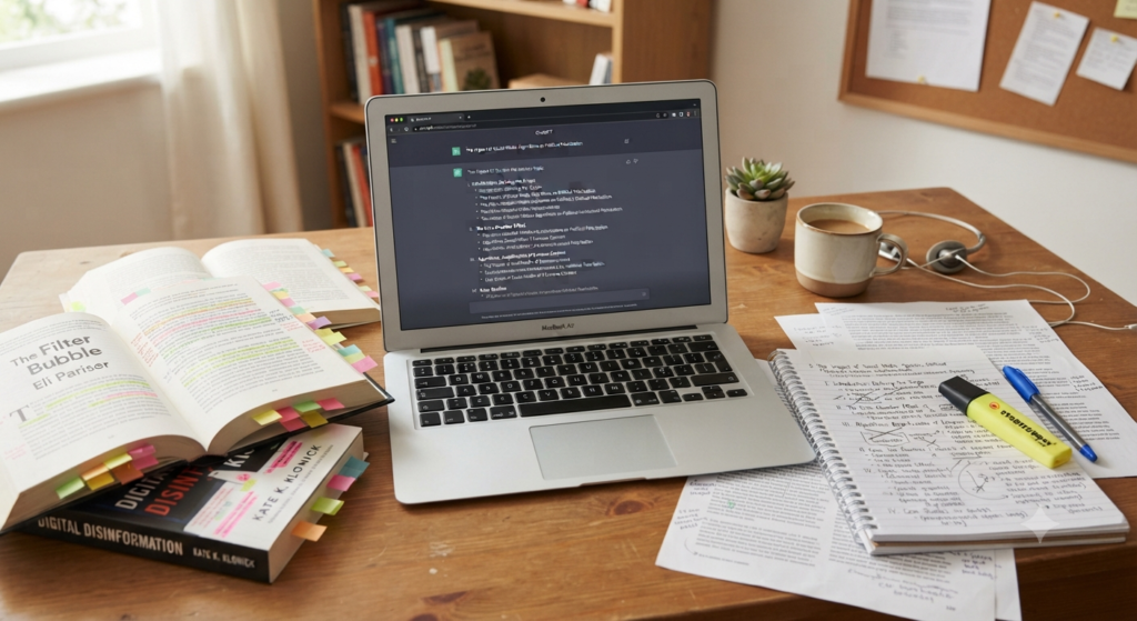 Student using ChatGPT to outline an academic essay