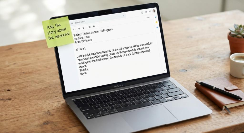 Professional writing a friendly email with ChatGPT