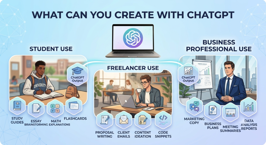 People using ChatGPT for learning and work