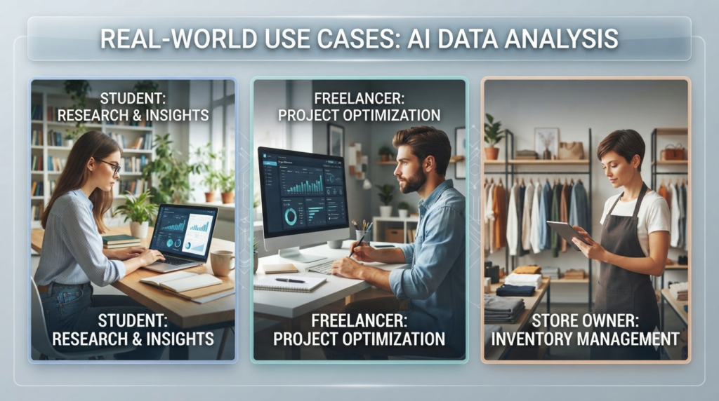 Professionals using AI for data analysis