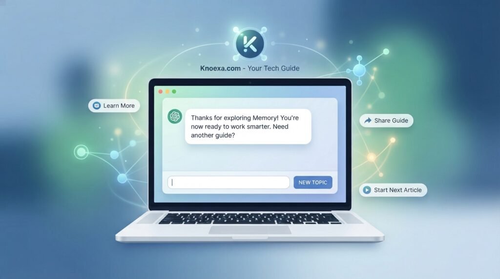 A concluding illustration encouraging readers to explore and optimize smart AI tools on Knoexa.