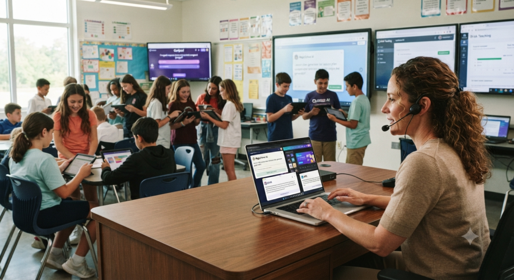 Teacher using AI classroom tools